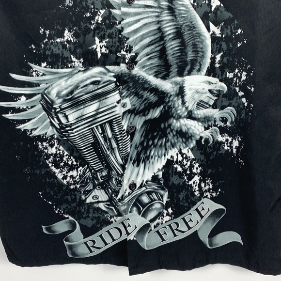 Sapphire Lounge Motorcycle Motor & Eagle Graphic Mens Small Black Shirt (K17) - Picture 5 of 8